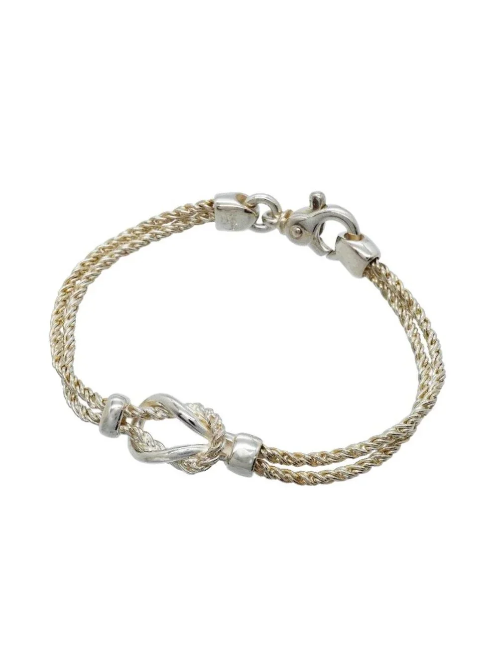 Tiffany & Co Bracelet Center Knot Double Rope 925 Sterling Silver
